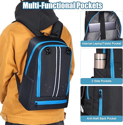 Miniatura 5 de Geestock Mochila de gimnasio para hombres, bolsa de gimnasio con compartimento para laptop y bolsa de malla externa, mochila de entrenamiento grande