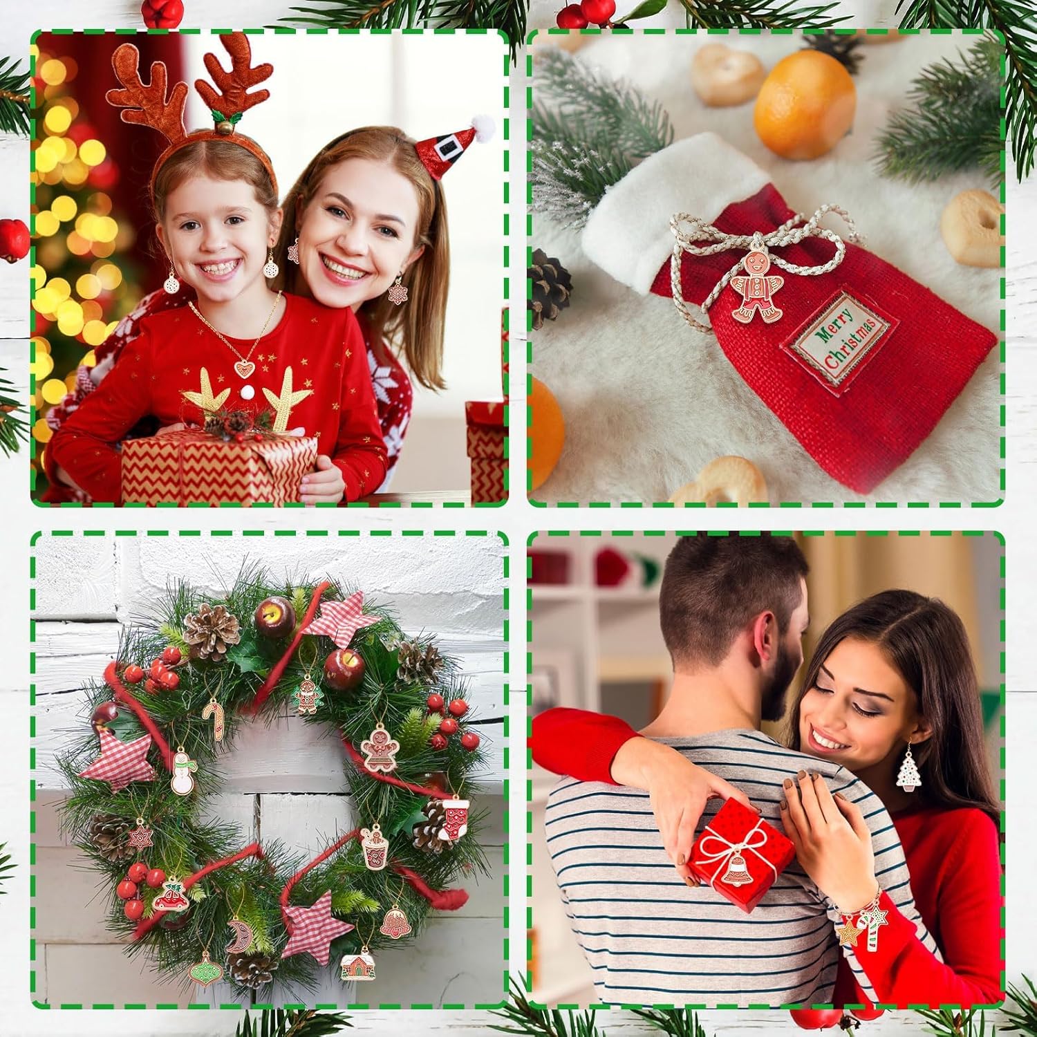 SANNIX 110Pcs/55 Pairs Christmas Charms, Gingerbread Man Charm Holiday Gold Enamel Pendants for DIY Bracelet, Necklaces, Earrings Craft Supplies - Image 7