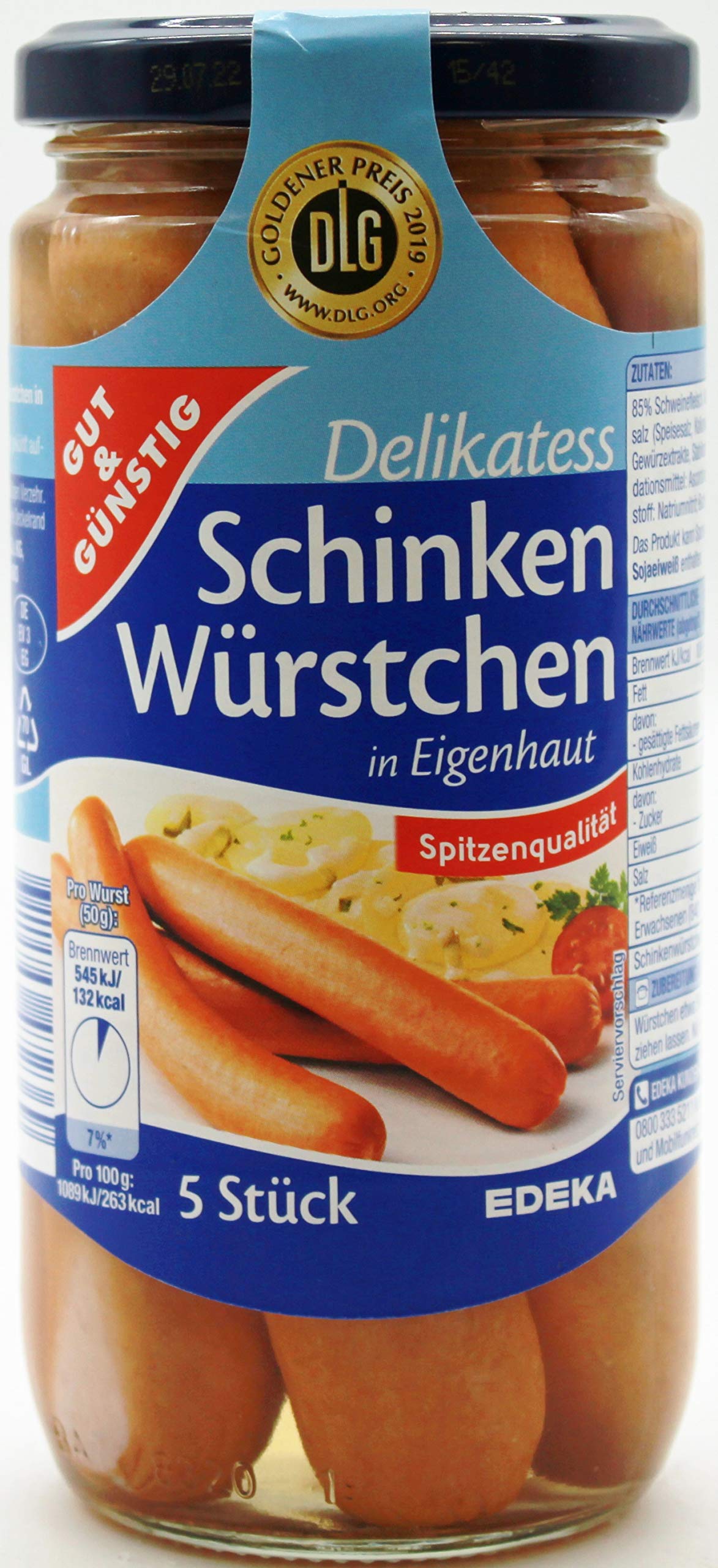 Gut & Günstig Delikatess Schinken-Würstchen, 12er Pack (12 x 250g)