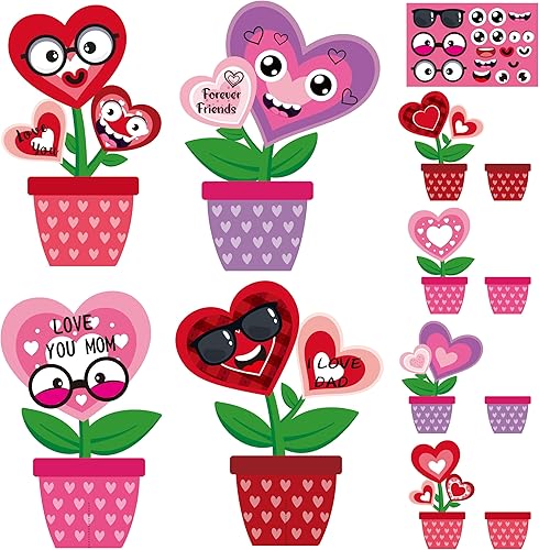 Miniatura 1 de WATINC Kit de 32 piezas de manualidades de flores para el día de San Valentín, haz tu maceta de flores de corazón de San Valentín, decoración de