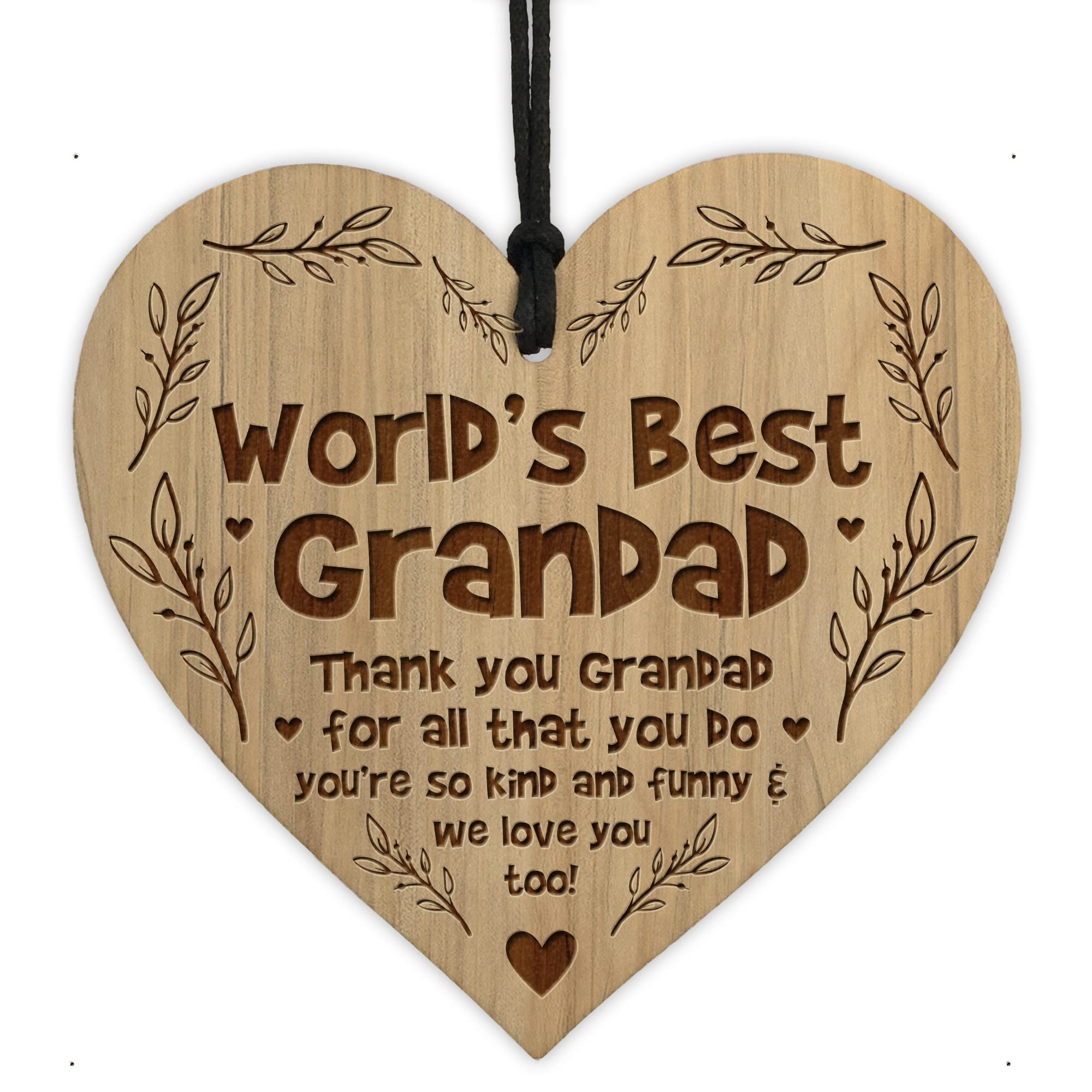Red Ocean Worlds Best Grandad Gift For Birthday Christmas Engraved Heart Gift For Him Grandad Gifts From Grandchildren