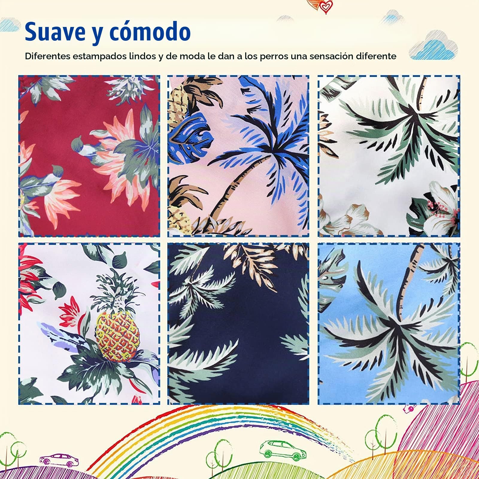 PETCUTE Camisa Casual Hawaiana para Mascotas, Camiseta Transpirable de Moda para el Verano, Estampado Floral,Ropa Fresca para Cachorros Perros Pequeños y Medianos