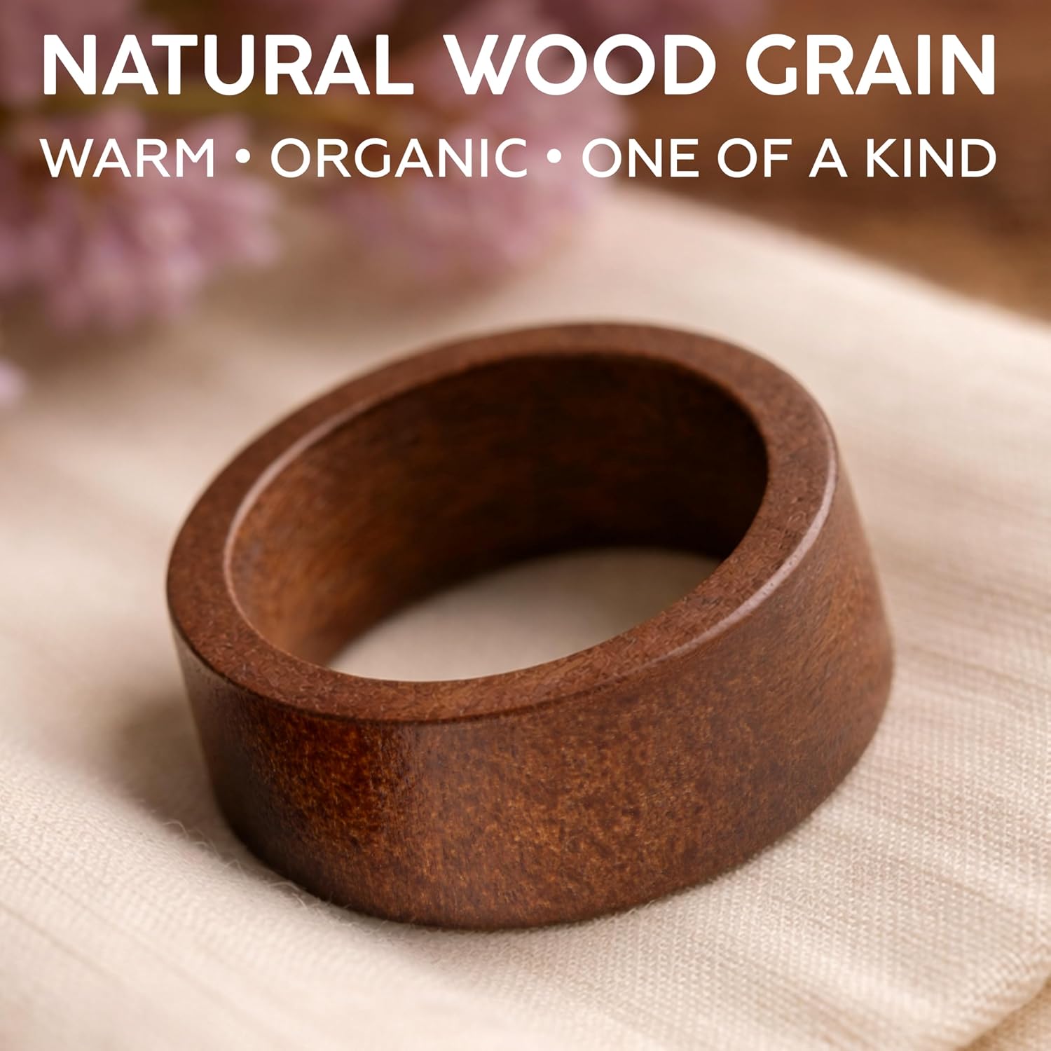 Wooden Napkin Rings Set of 12, Rustic Hemlock Wood