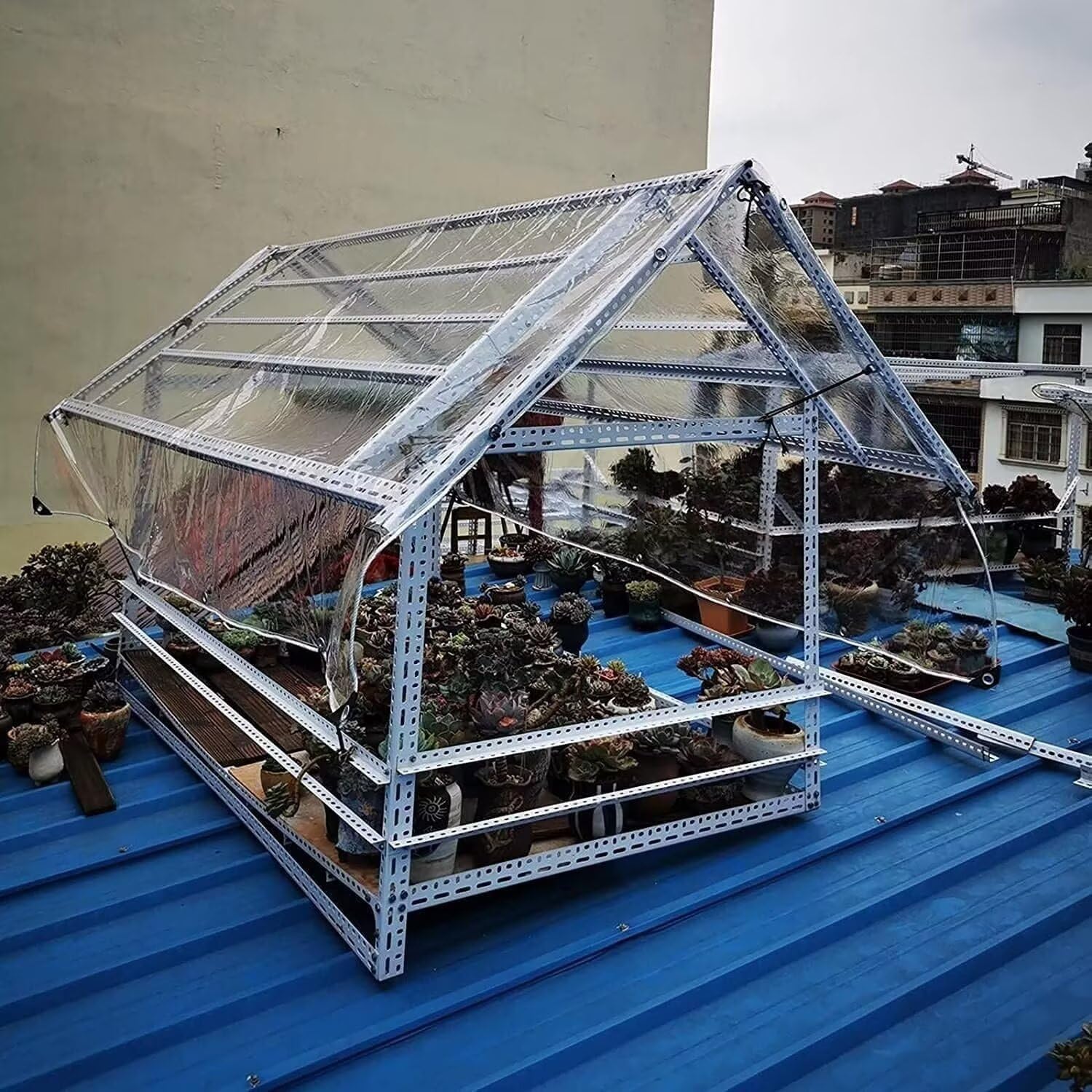 8.5mx5.2m Plane Transparent Durchsichtig für Außenbereich mit öSen,Wasserdicht,Balkon Regenschutz,Abdeckplane Gartenmöbel,für den Außenbereich einsetzbar regendicht,mit Bindeseil