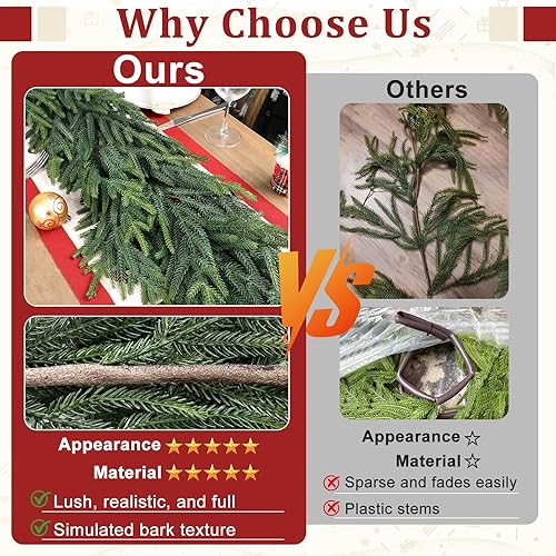 Miniatura 2 de Guirnalda de pino de Navidad de 9 pies, guirnalda verde de tacto real, guirnaldas de cedro artificiales realistas para chimenea, escalera, mesa,