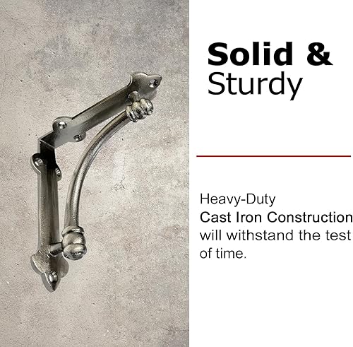 Miniatura 15 de NACH Soportes decorativos para estantes, paquete de 2 soportes de estante de hierro fundido de metal antiguo de 9.6 x 1.7 x 9.6 pulgadas, soportes