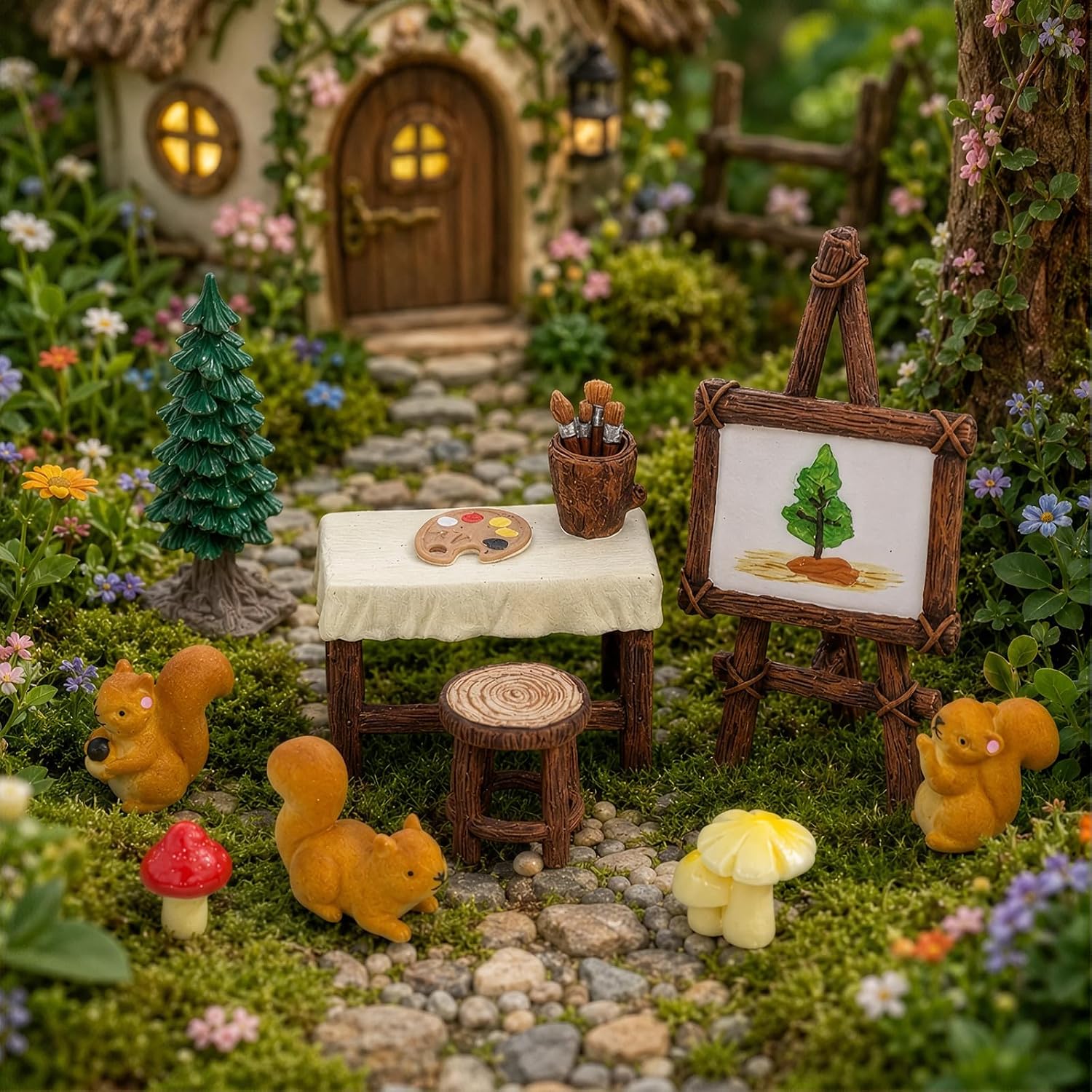 Fairy Garden Accessories Outdoor, 10Pcs Miniature Art Studio Set