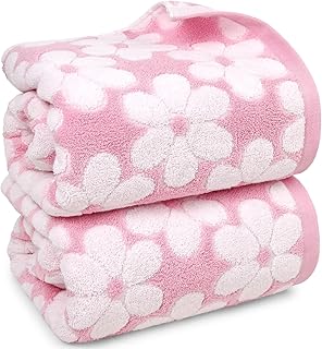 Jacquotha Pink Bath Towels Set of 2, Super Absorbent & Decorative 27.5x5...
