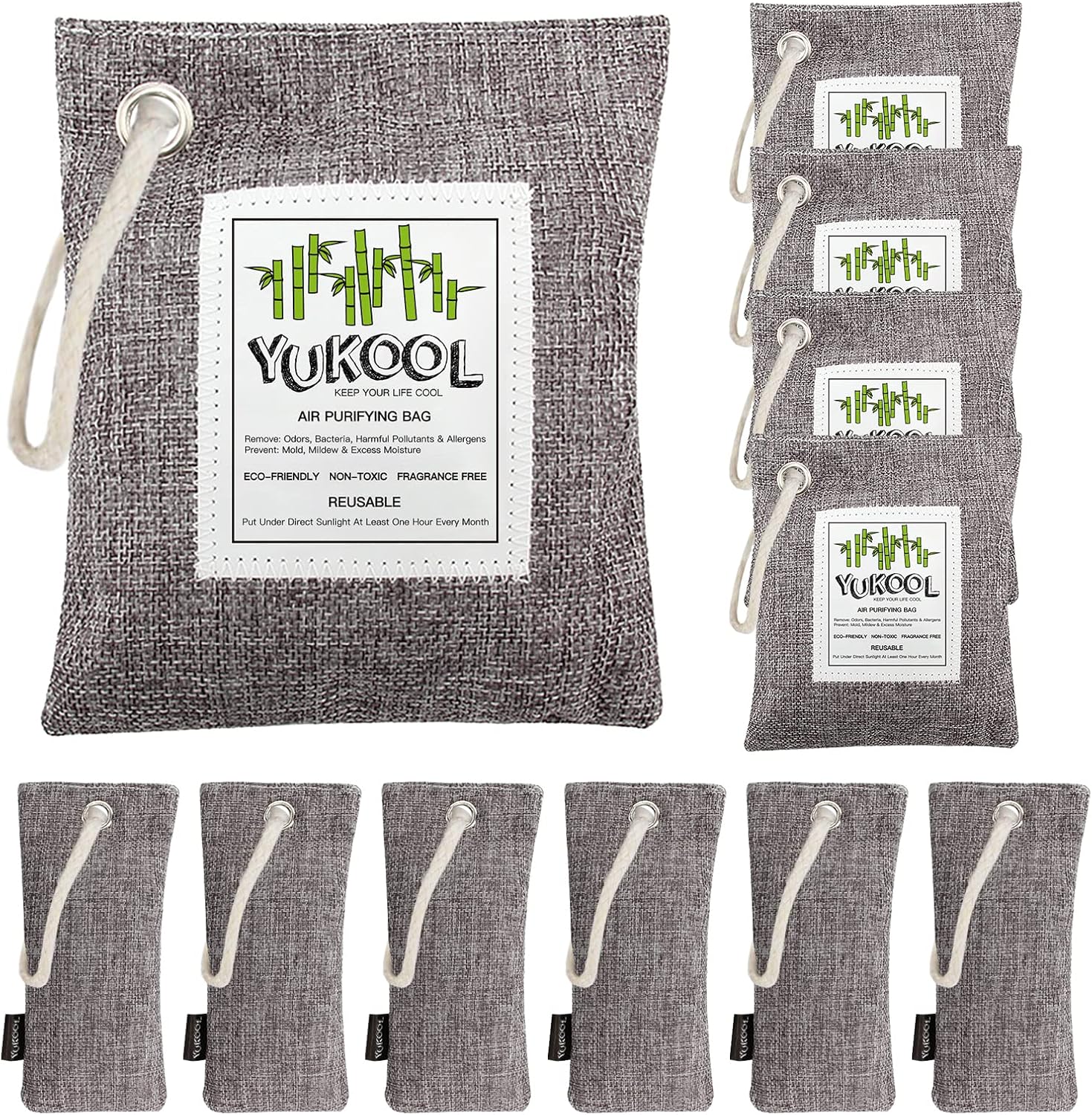 YUKOOL Bamboo Charcoal Air Purifying Bags, 11 Pack Nature Fresh Air
