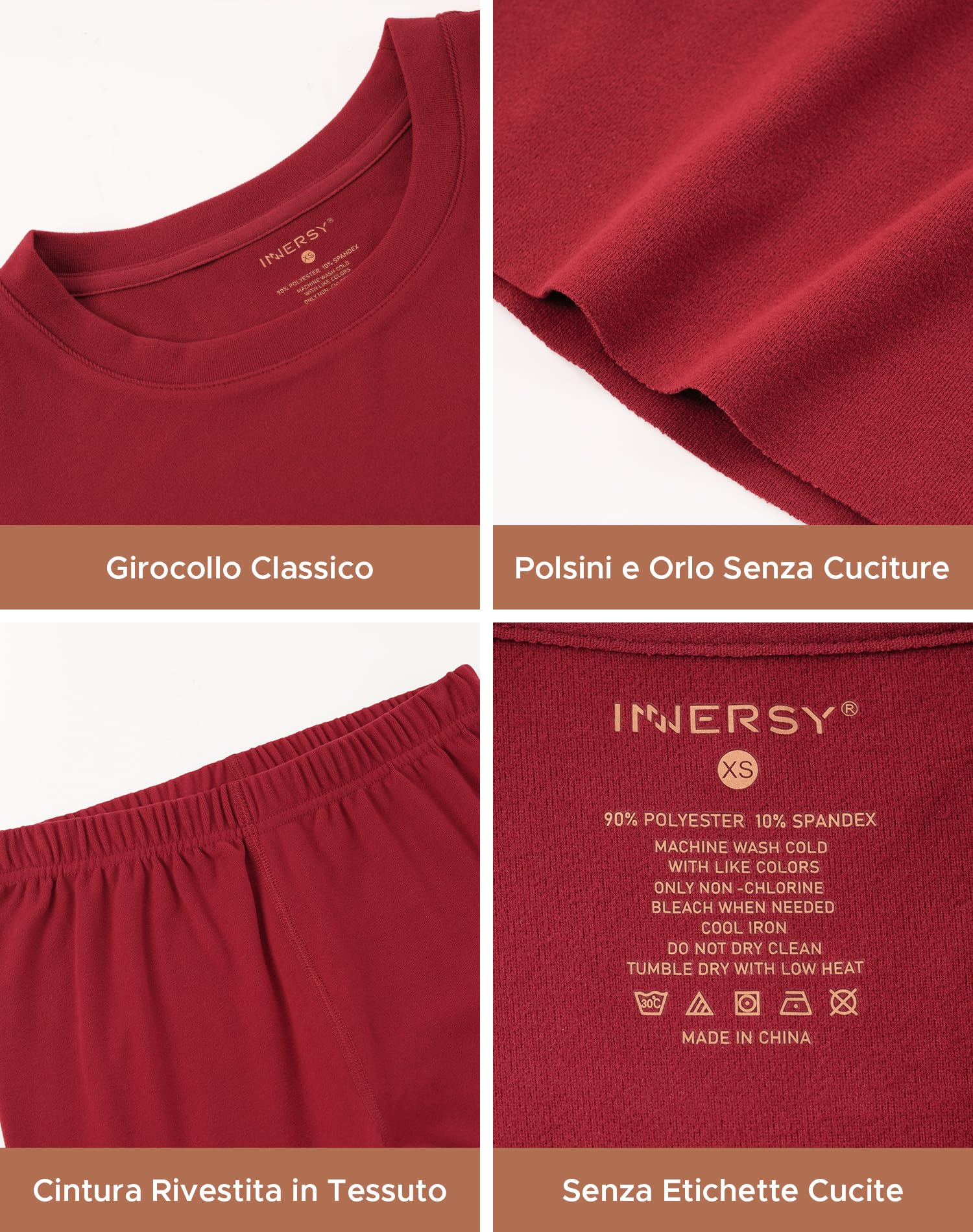 INNERSY Intimo Termico Donna Completo Maglia Termica Manica Lunga e Pantalone Caldo Pigiama Invernale Sci Set