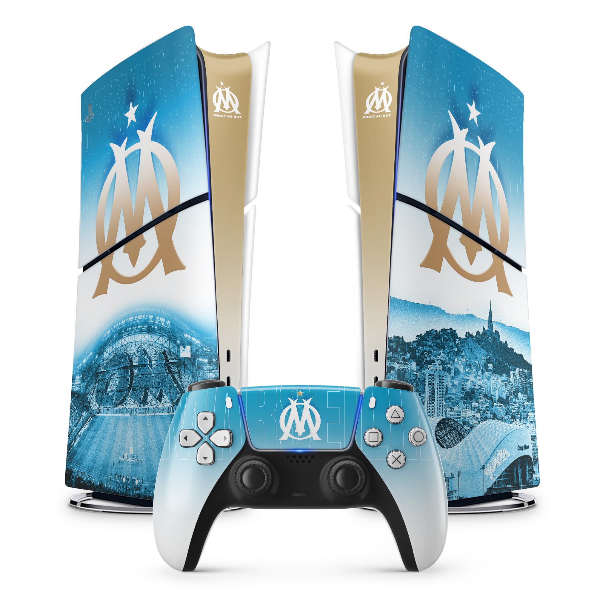 Sticker PS 5 Foot, Autocollant pour PS 5 Foot, Console et Manette, Edition Slim Digitale, Skin Marseille PS 5 (1 Manette)