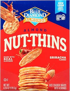 Blue Diamond NUT-THINS SRIRACHA Flavored Almond & Rice Cracker Snack (1-Box) (NET WT 4.25 OZ)
