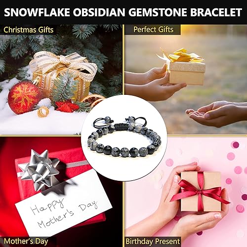 Vista 194 de Adjustable Crystal Bracelet – Gemstone Bead Bracelet with Adjustable Macrame String – Chic Gemstone Bracelet for Men and Women – 8mm Round Healing