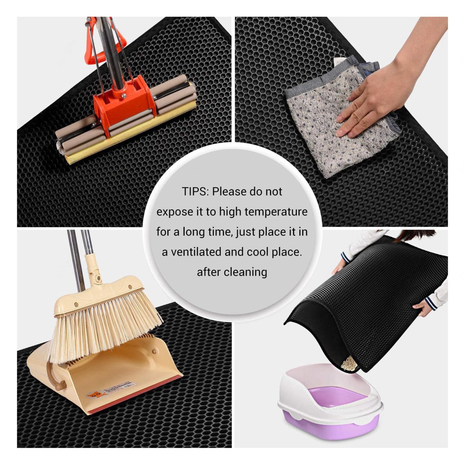 HCY&WLD Katzenstreu-Matte, Wabenförmig & Doppellagig – Rutschfeste Fangmatte, 76,2 X 55,9 Cm, Hellgrau