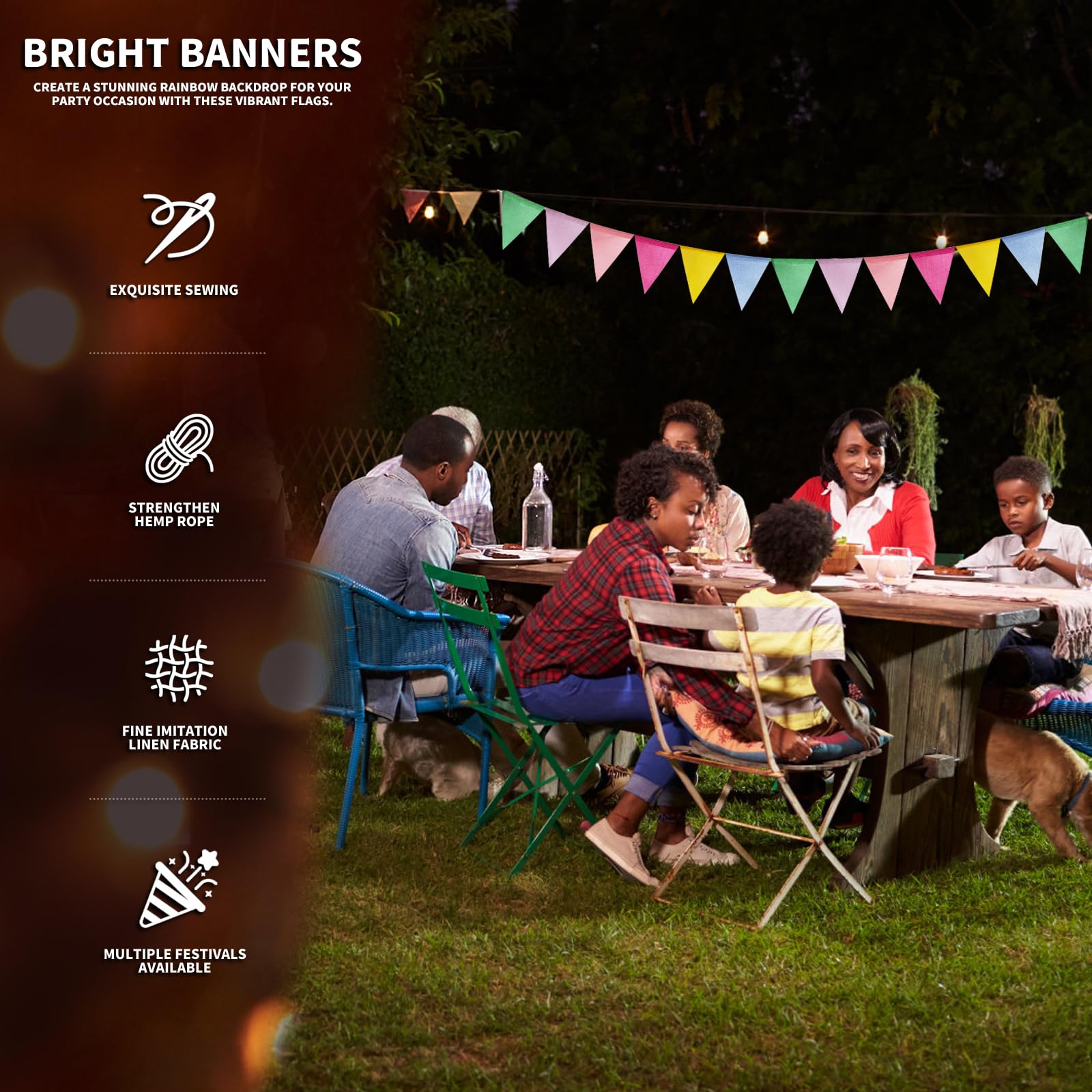 60 Flags/36ft Burlap Imitated Pastel Triangle Pennant Banner Flags Garland - Multicolor Rainbow Bunting for Birthday and Outdoor Party Festival School Classroom Hanging Decoration