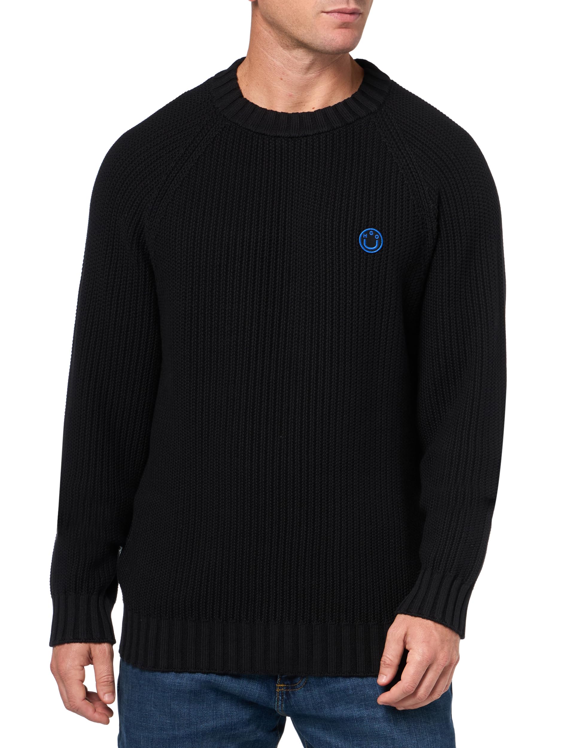 Pull HUGO en maille côtelée pour homme, coupe regular Jade Noire taille XL - 4