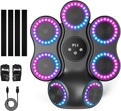 Máquina de Boxeo Musical de Pared, Equipo de Entrenamiento Inteligente con Bluetooth,9 Velocidades & Modos, Almohadilla de Reacción con Guantes para Adultos & Niños, Regalo Juguete de Gimnasio en Casa