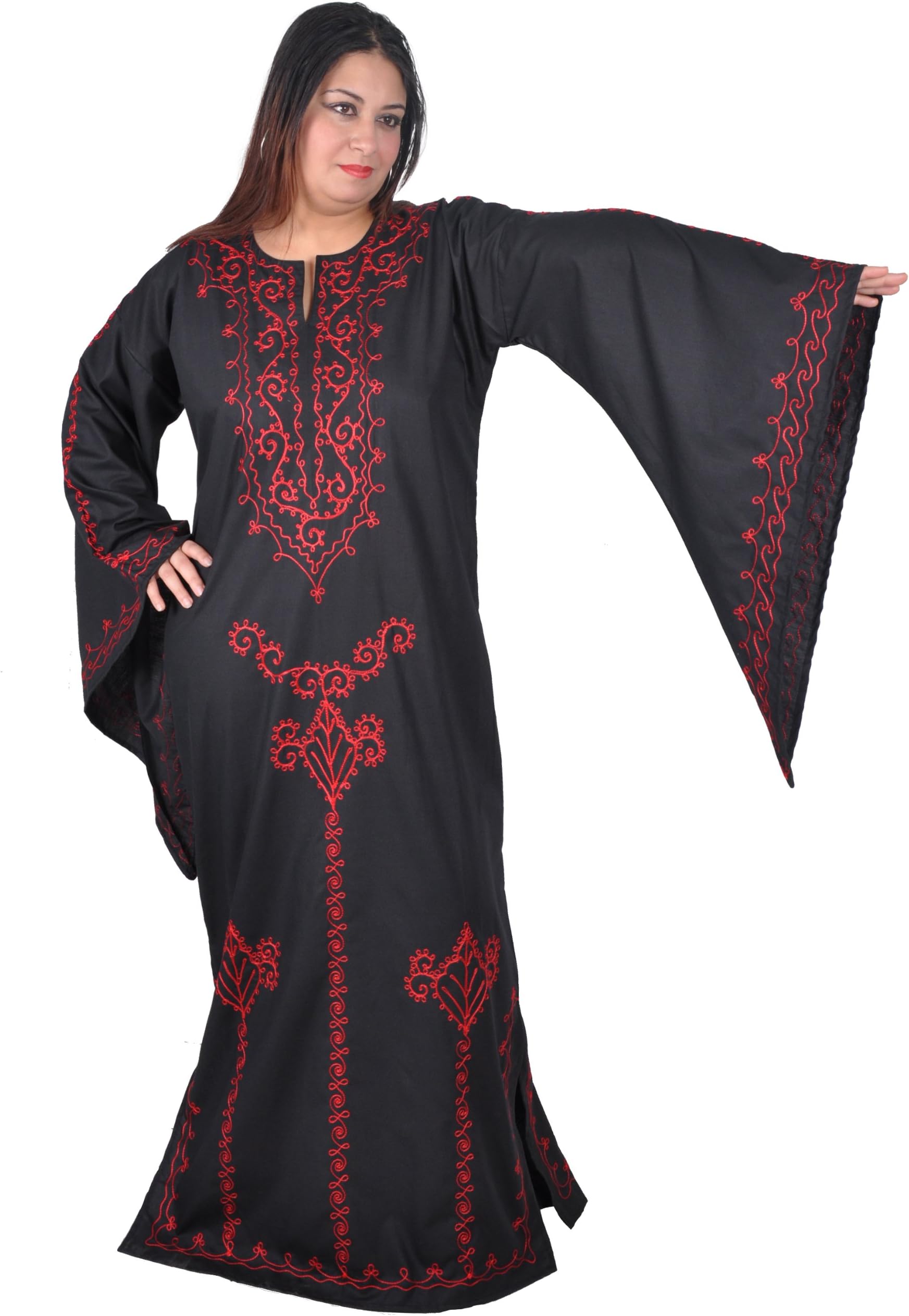 Romantic Kaftan in the 70S-Look Black / Red