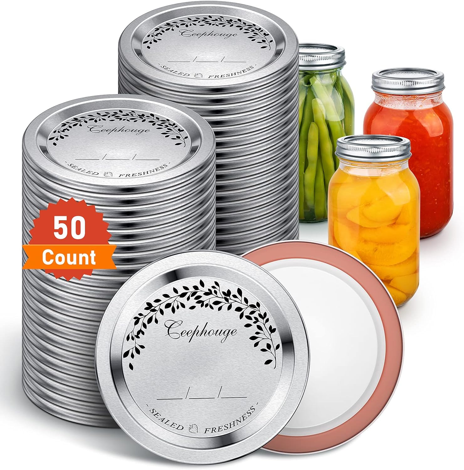 Canning Lids Regular Mouth for Ball Kerr, 50 Count