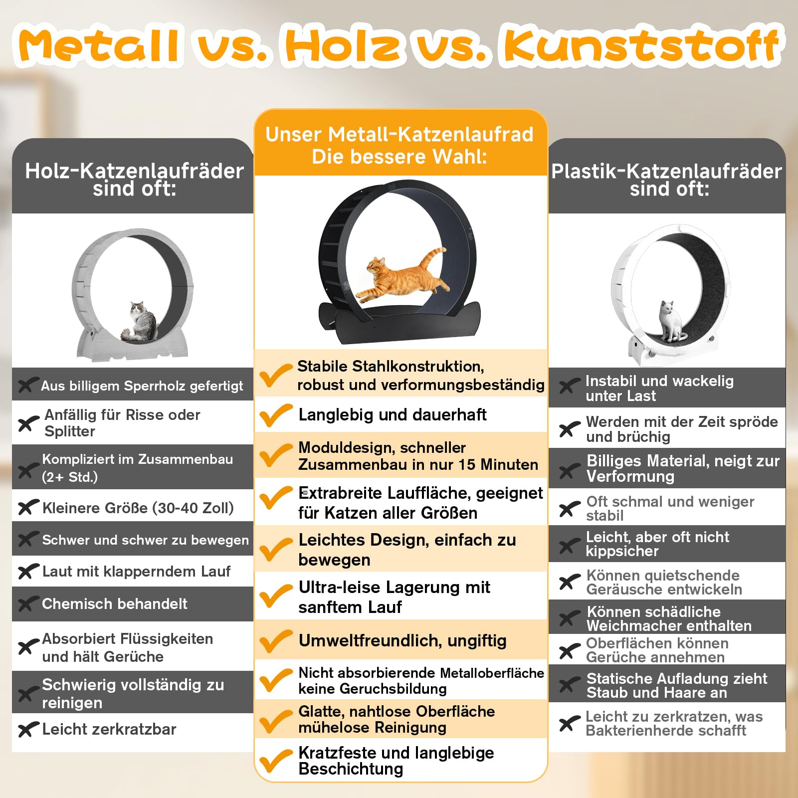 GTPLAYER Katzenlaufrad, laufrad Katze, Extra großer 100 cm, ultraleises Laufrad mit Abnehmbarer Teppich und Spielzeug, Aufkleber, Verriegelung, geeignet für die meisten Katzen, Metall, Schwarzen Ohren