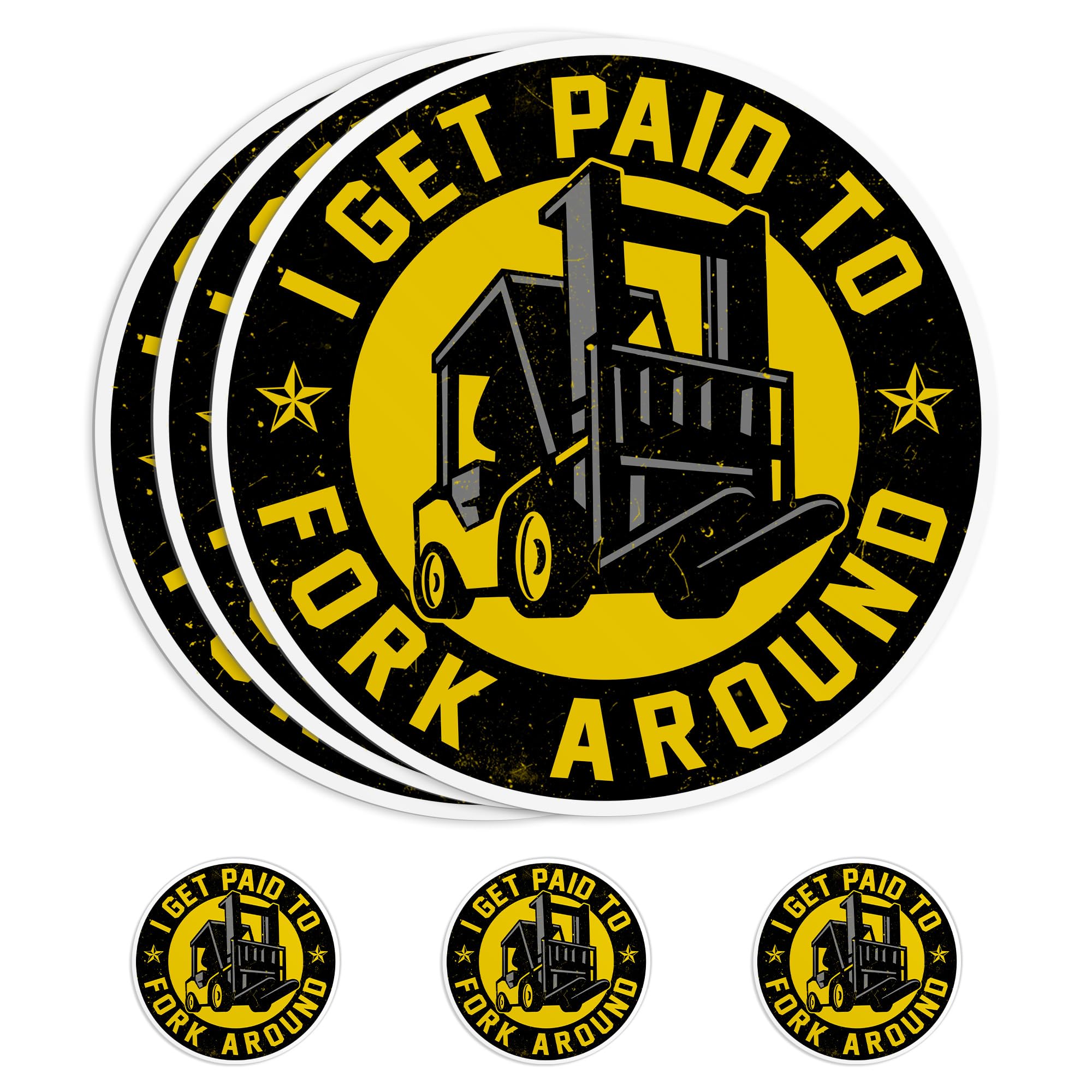 (3Pcs) I Get Paid to Fork Around Stickers, 3" Funny Forklift Driver Operator Forklift Truck Waterproof Die-Cut Vinyl Sticker for for Hard Hat, Water