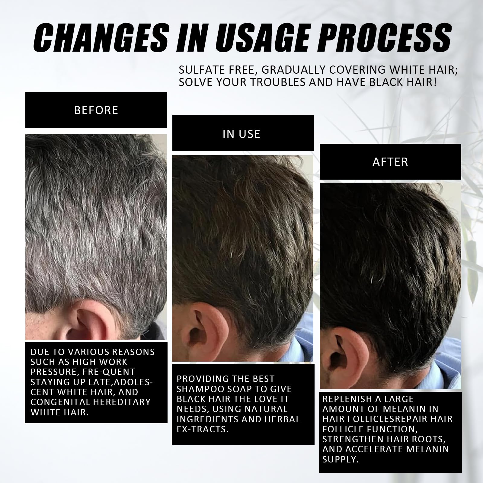 2 PCS Anti Gray Bar,Anti Grey Bar Für Lebendige Haarfarbe,Organische Haarverdunkelungs Grey Hair Reverse,Anti Gray Bar Lorenge Kopfhaut Reinigen Und Erfrischen