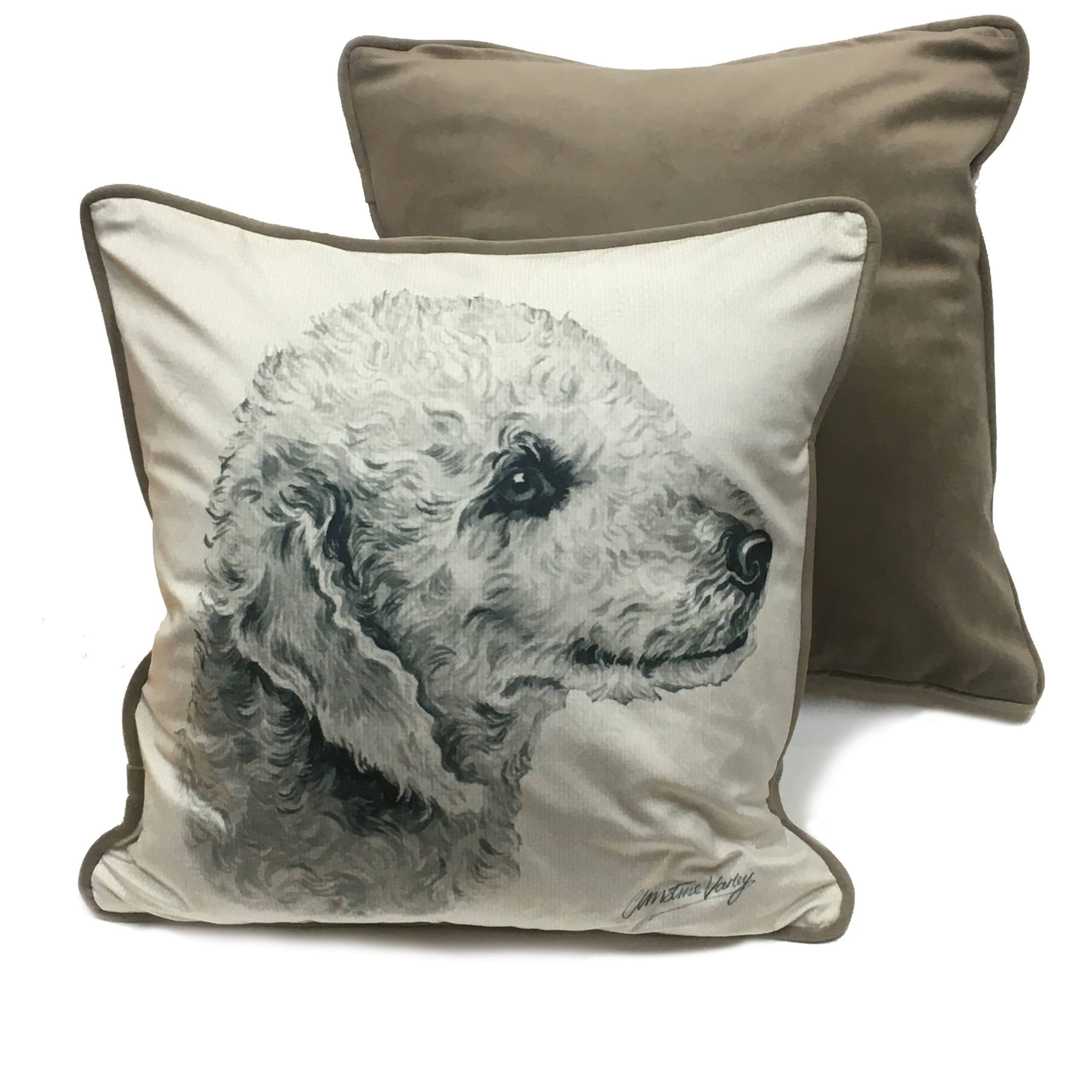 WaggyDogz Bedlington Terrier Luxury Dog Cushion/Pillow by Christine Varley (CUS-UK101)