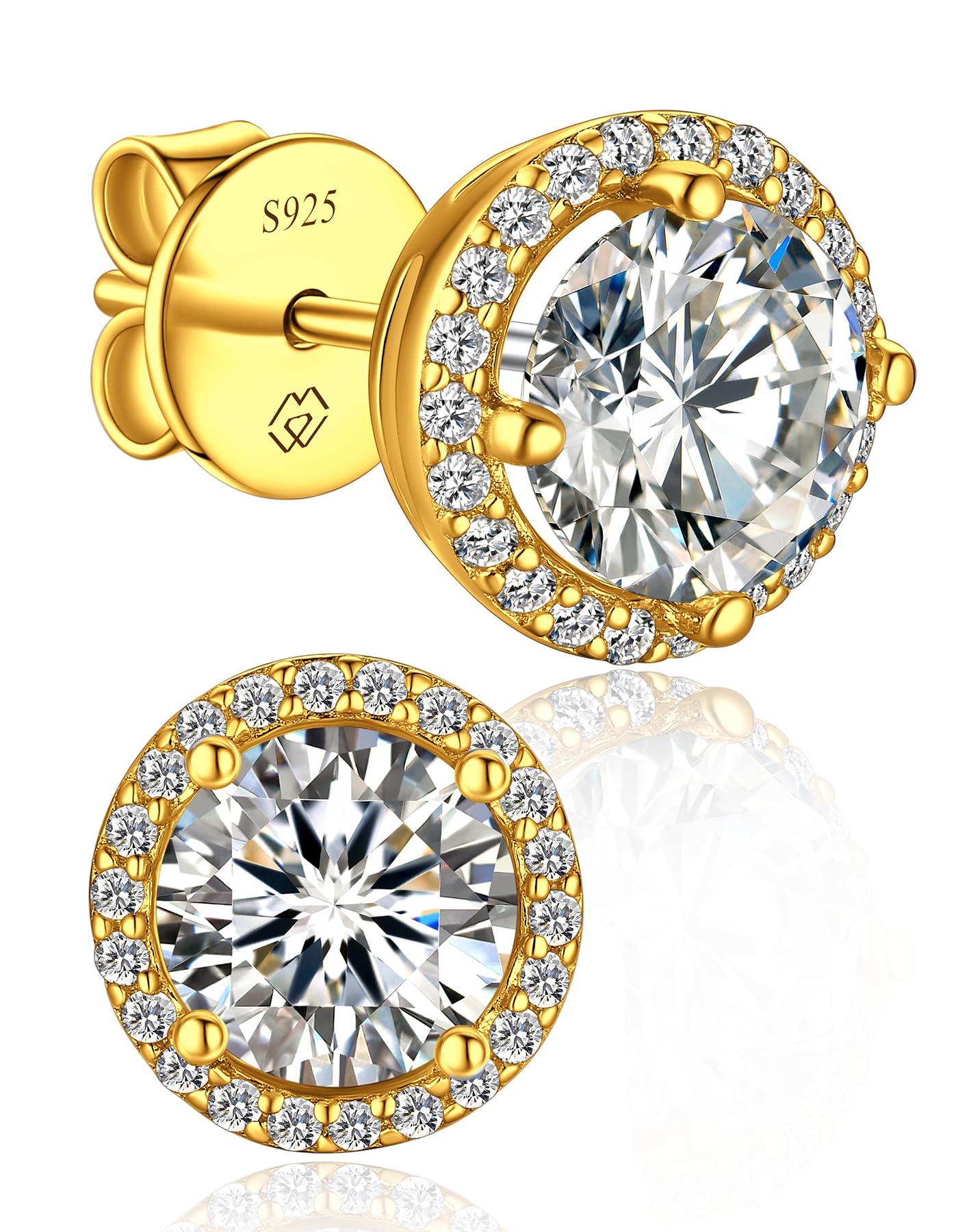 MomentWish Moissanite Ohrringe Gold 585 Ohrstecker Rosegold mit Stein | 0,6/1/2/3 Karat Ohrstecker Gold Diamant Echtes Silber Hypoallergen Schmuck Damen Geschenk für Frauen Freundin 4-7,5 mm