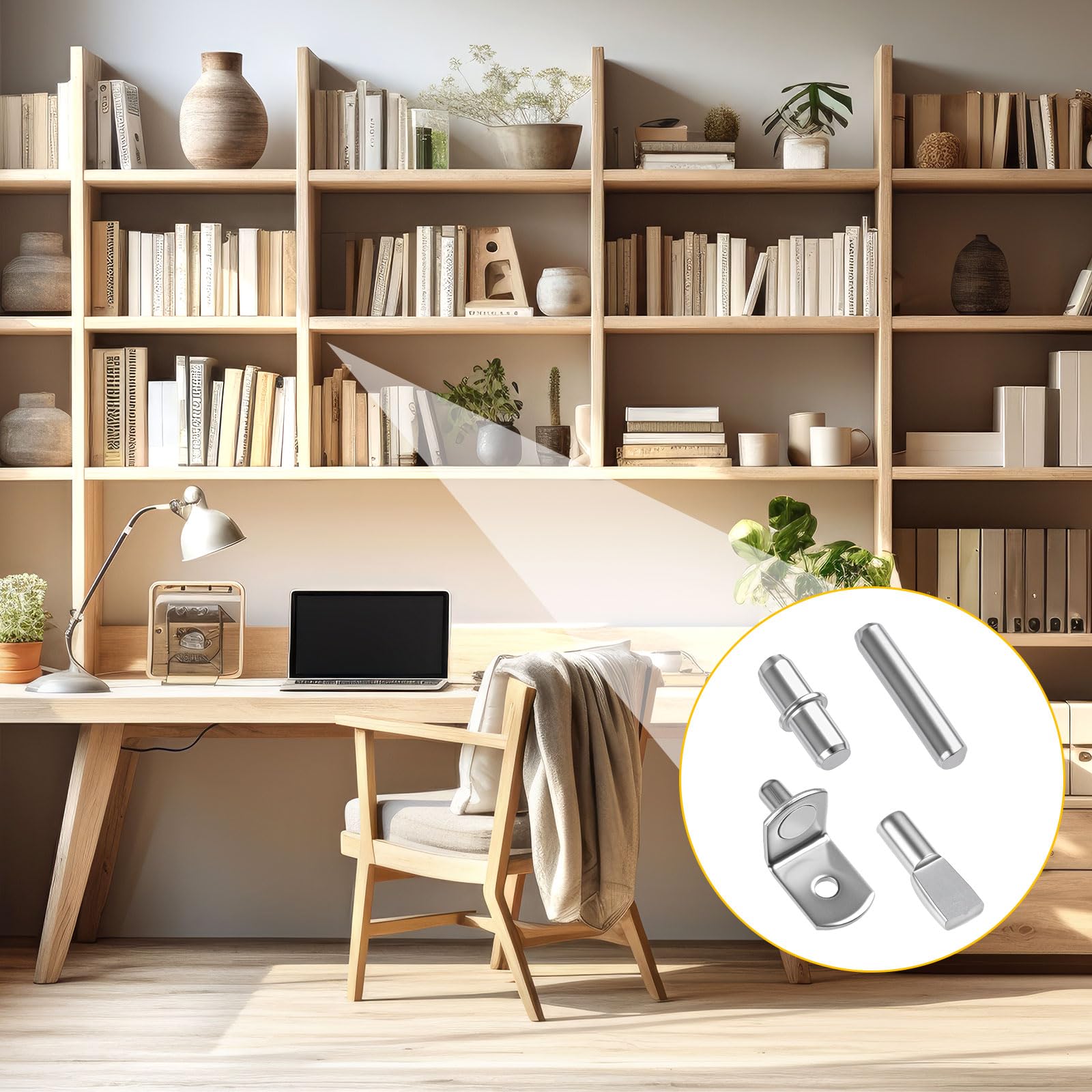 124 Pcs Shelf Pegs Kit, 5 Styles Nickel Shelf pins, Shelf Support Pegs — Amazon image 5