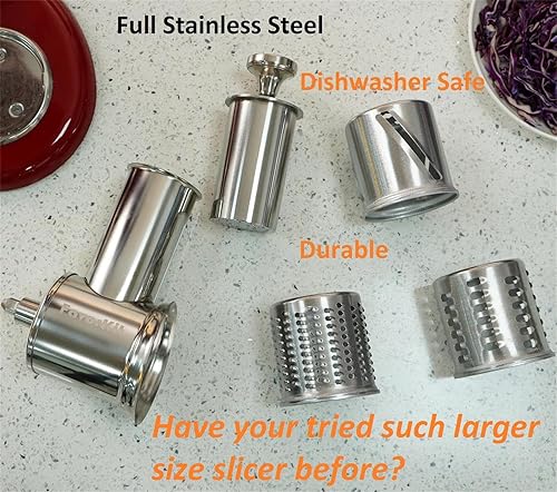 Miniatura 8 de Accesorio grande de acero inoxidable para mezcladores KitchenAid, máquina de ensalada apta para lavavajillas, accesorios para rallador de queso con