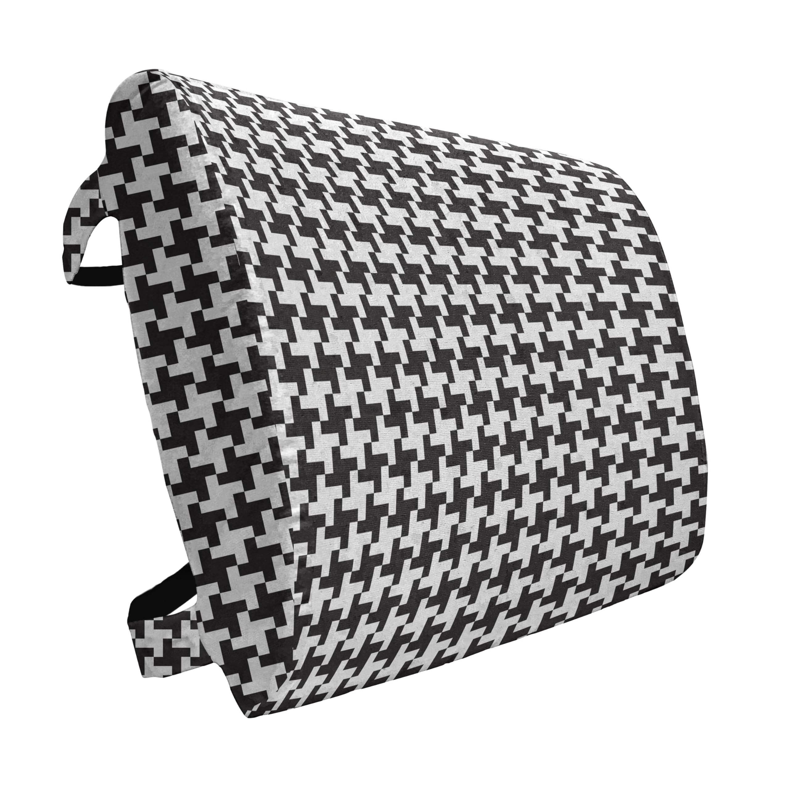 Lunarable Minimalist Lumbar Back Support Pillow, Houndstooth Geometric Pattern Contemporary Checkered Dogtooth Grid Art Deco, High Density Foam for Office Chairs Car Seats, 14