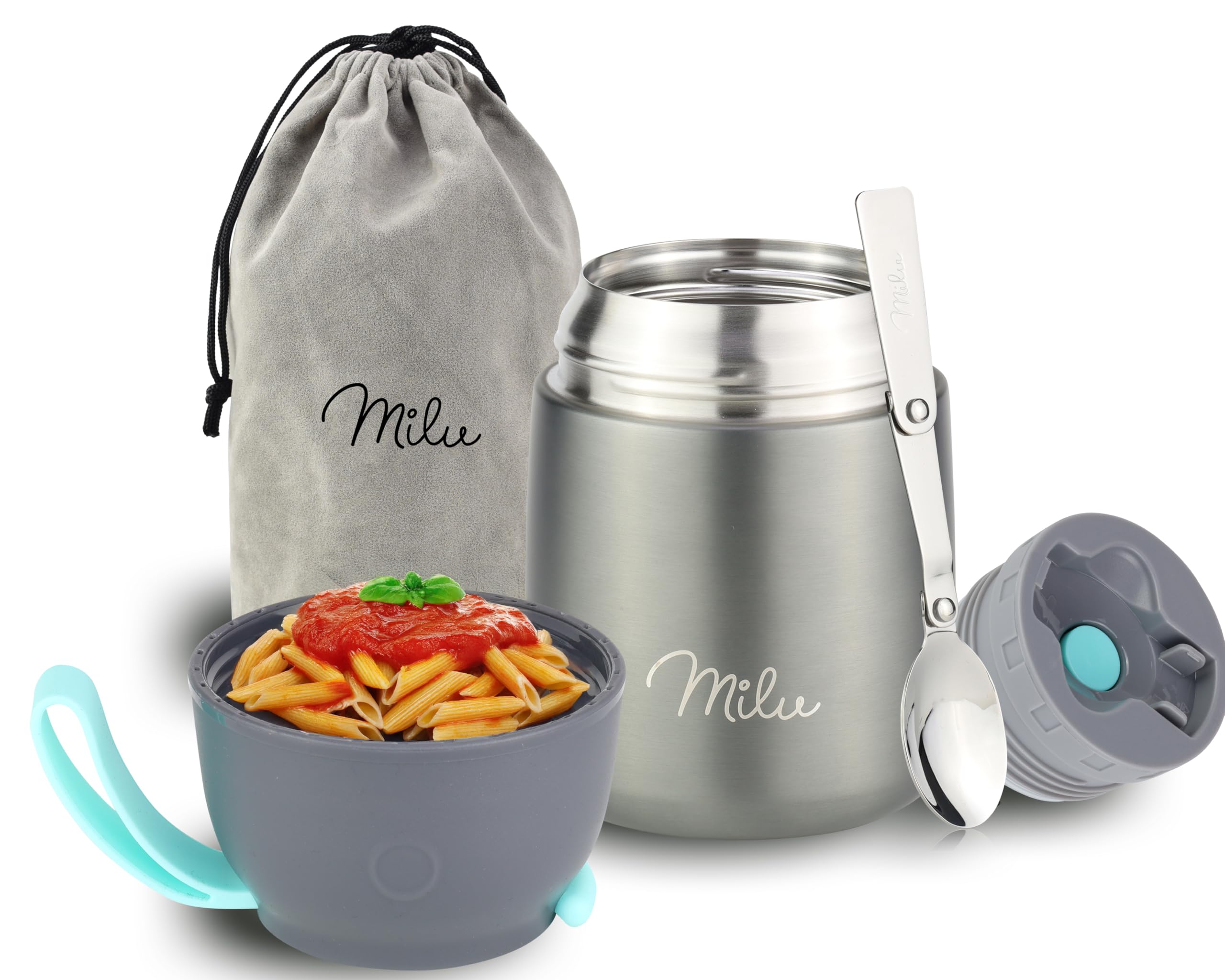 Milu Termo para Comida 300ml, 440ml, 450ml, 650ml, 800ml Taza Aislada, Botella de Acero Inoxidable Aislada para Alimentos, Beber y sopa de adultos A prueba de fugas Térmico (300ml/Bayas) — view 35