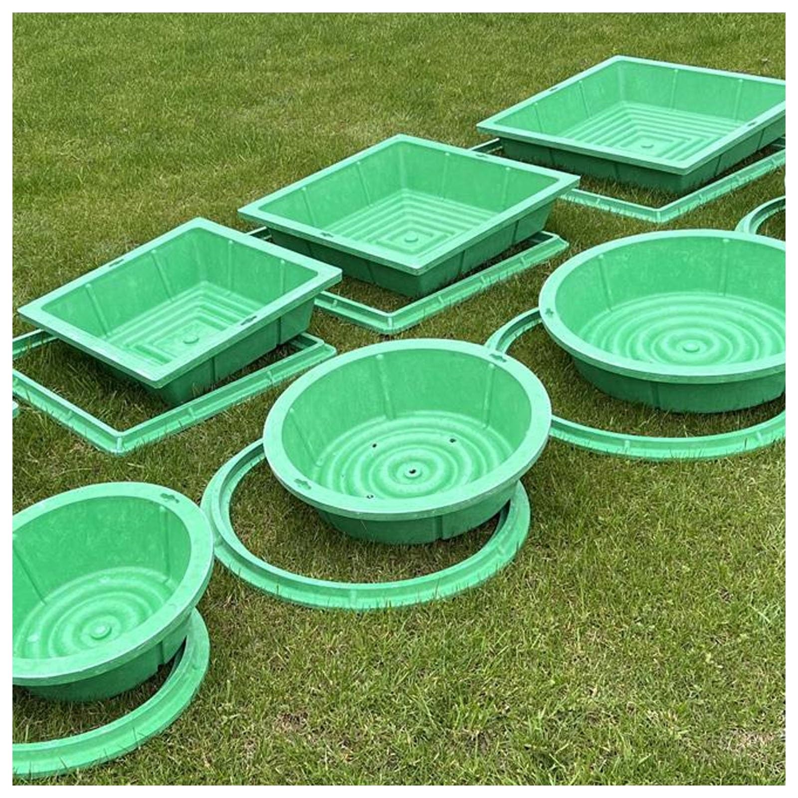 Stainless Steel Manhole Cover and Frame, Invisible Sewage Basin Cover，Circular Resin Non-Slip Outdoor Recessed Cover and Frame for Inspection，for Park/Greenery/Lawn(Round 90 * 90CM/35.4 * 35.4IN)
