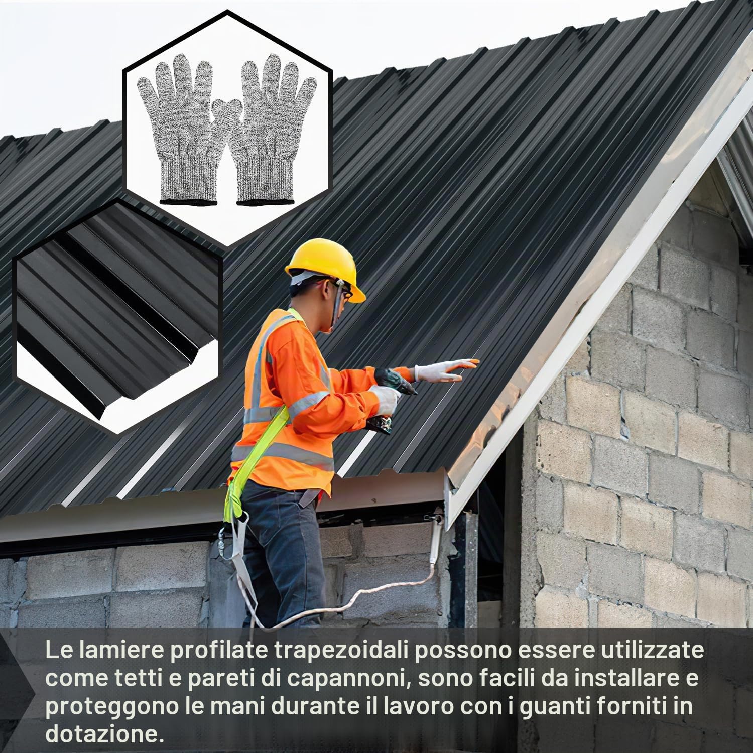 Lamiera trapezoidale, 129 cm x 46 cm, 12 pezzi, pannelli in acciaio zincato, spessore 0,25 mm, per tetti in lamiera, 7 m², antracite