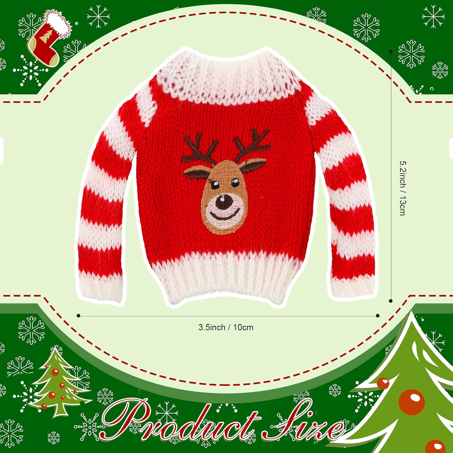 Zubebe 12 Pieces Christmas Accessories Clothes, Christmas Doll Sweater, Doll Knitted Clothing with Santa Xmas Tree Elk Snowman Print for Christmas Doll Outfit Accessory Decor, 12 Styles (Cute)