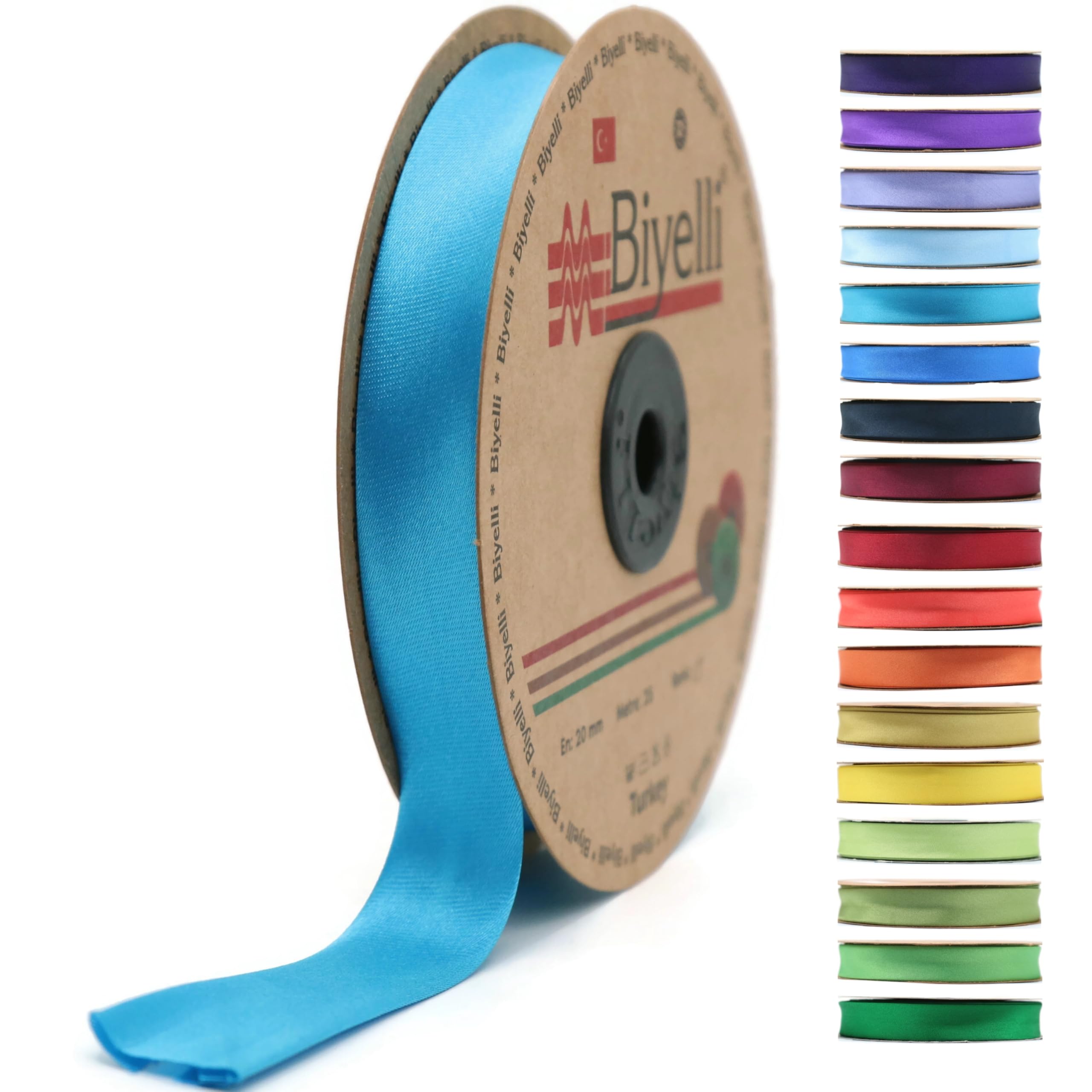 Fold Satin Bias Tape - 99+ Colors - 3/4 Inches Wide - 27 Yards - Fold Satin Binding Bias Ribbon Fabric Piping Bias Binding Tape for Sewing Clothing DIY Aquamarine BYS15