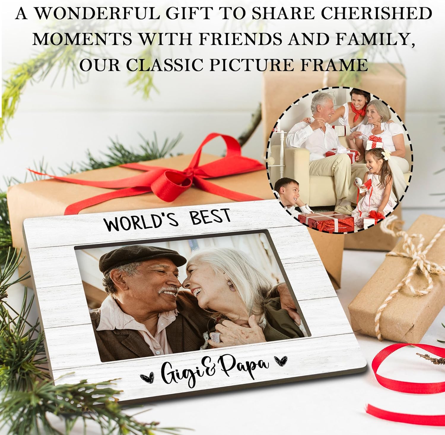 Gigi Papa Gifts Picture Frame, Grandparents Gifts from Grandkids Grandchikdren, Mothers Father Birthday Gift, Best Pops Gaga Photo Frame 4x6 Horizontal Photo for Tabletop Display - Image 6