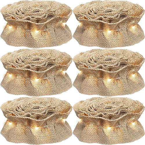 Lighted Burlap Ribbon Garland Christmas Tree Decorations 9 Ft x