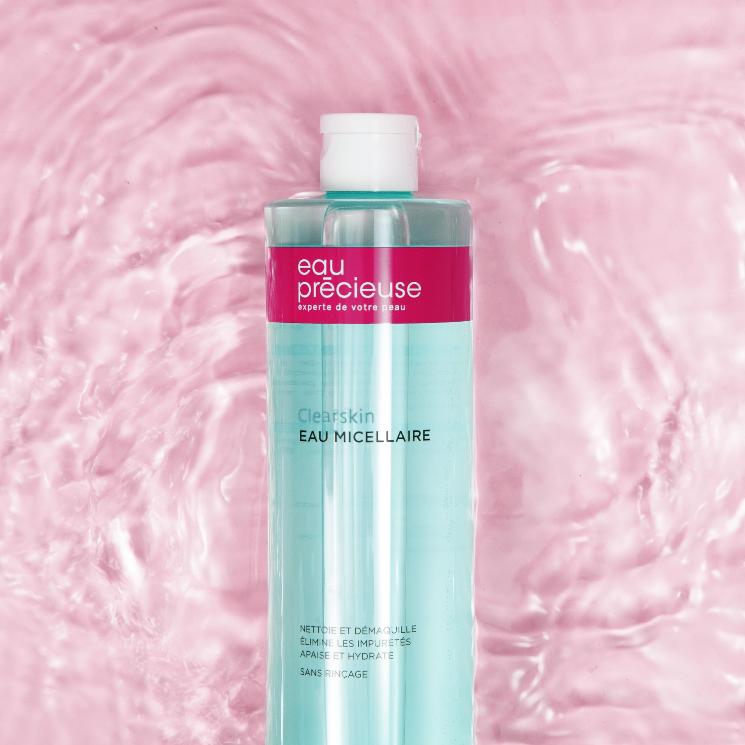 Eau Précieuse - Eau Micellaire Clearskin - Nettoie et démaquille - Elimine les impuretés - Apaise et hydrate - Peaux à tendance acnéique – 400 ml