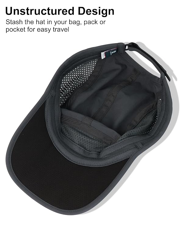 GADIEMKENSD Men Outdoor Hat Reflective Folding Running Sport Hats Summer Cool UPF 50 Sun Unstructured Baseball Caps for Men Women Breathable Light Quick Dry Travel Golf Hat Dark Gray by GADIEMKENSD - Image 7