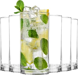 KICHLY Clear Plastic Drinking Glasses - Pack of 6 (Each 16 Ounce Plastic Glasses Drinking) - Tumblers or Cups Reusable & BPA-Free For Water, Juice & Other Drinks