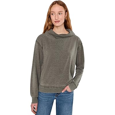 Mod-o-doc Long Sleeve Draped Turtleneck Sweatshirt fern