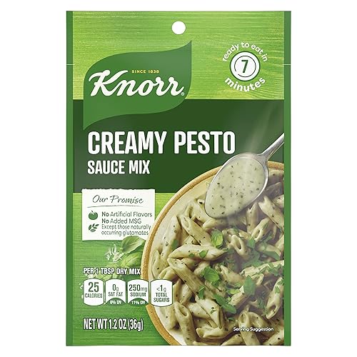 Knorr Salsa para pasta de mezcla de salsa para comidas simples y costados, pesto cremoso sin sabores artificiales, sin Msg añadido de 1.2 onzas, 24