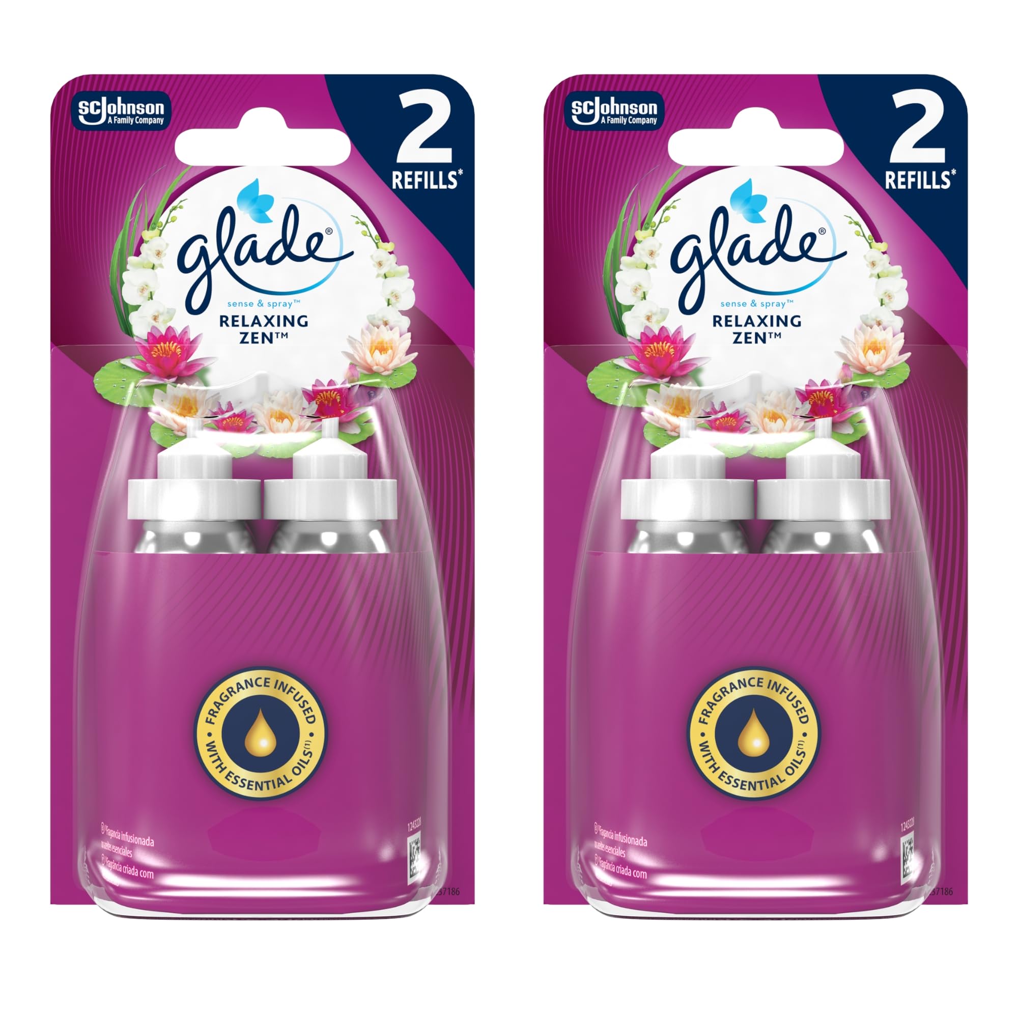 Glade DUO para Ambientador Automático Sense & Spray con sensor de movimiento, Fragancia Relax Zen, Limpia, 2 recambios, 2 Unidad (Paquete de 2), 2 en oferta en Amazon