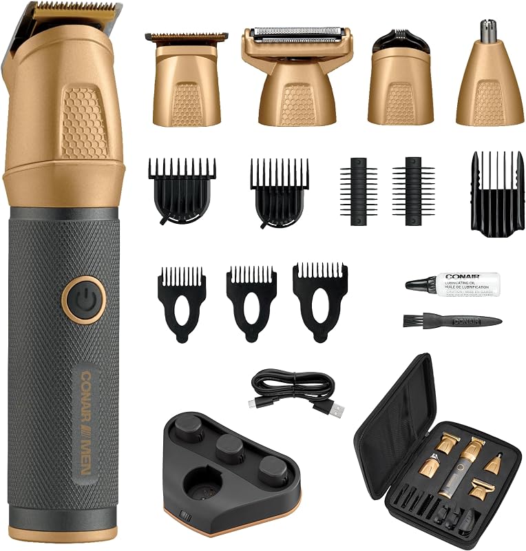 Men All-in-One Trimmer for Men - Nose Hair, Beard, Mustache, Body Hair Trimmer - 19 Piece Men's Grooming Kit for Manscaping- Showerproof - Rechargeable