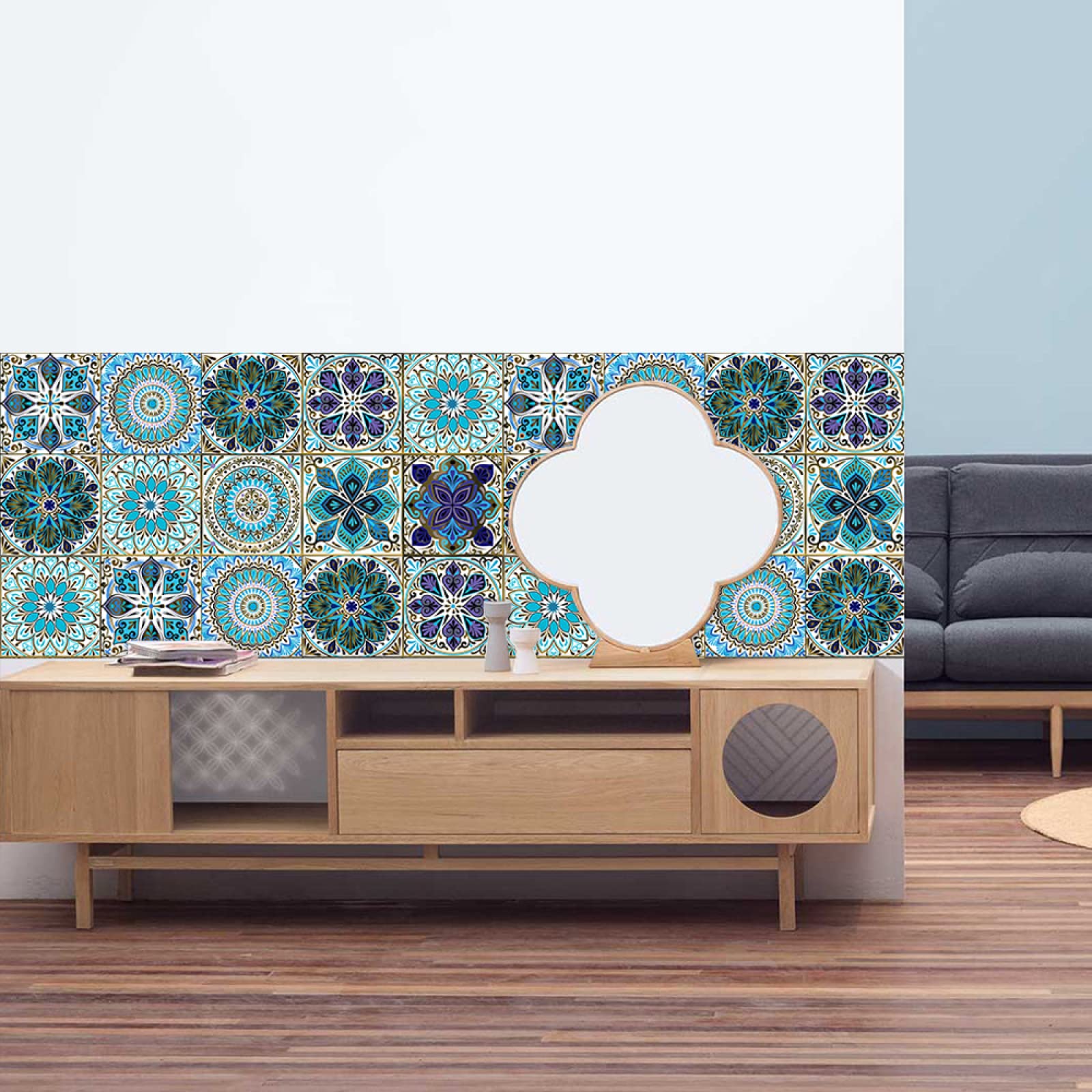 Naklejki imitujące płytki mozaikowe, Self Adhesive Tile Stickers Oil Kitchen Bathroom Multicolor Various Sizes(30cm x 30cm*10PCS)