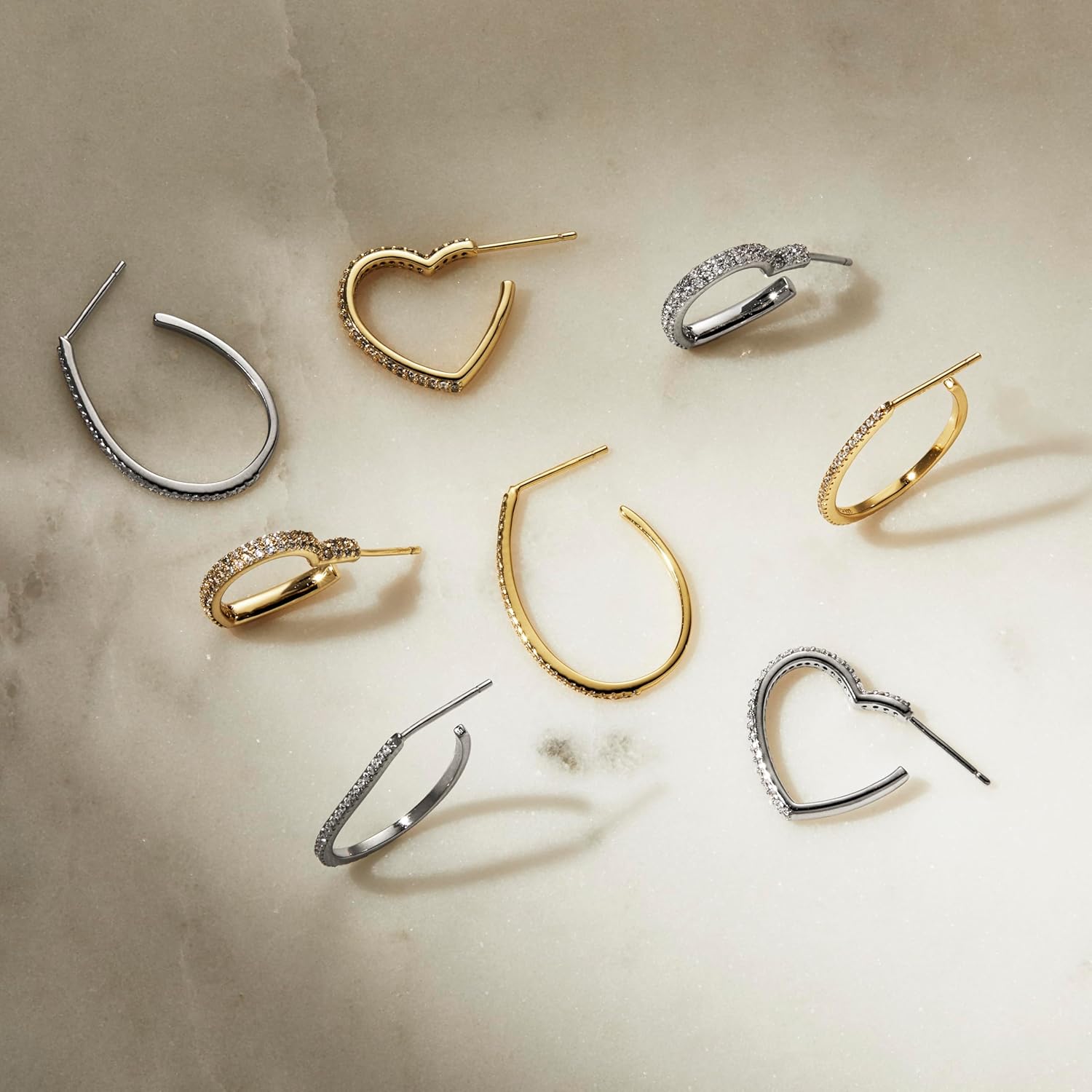 Amazon Essentials Pave CZ J-shaped Hoop Earring - Image 2