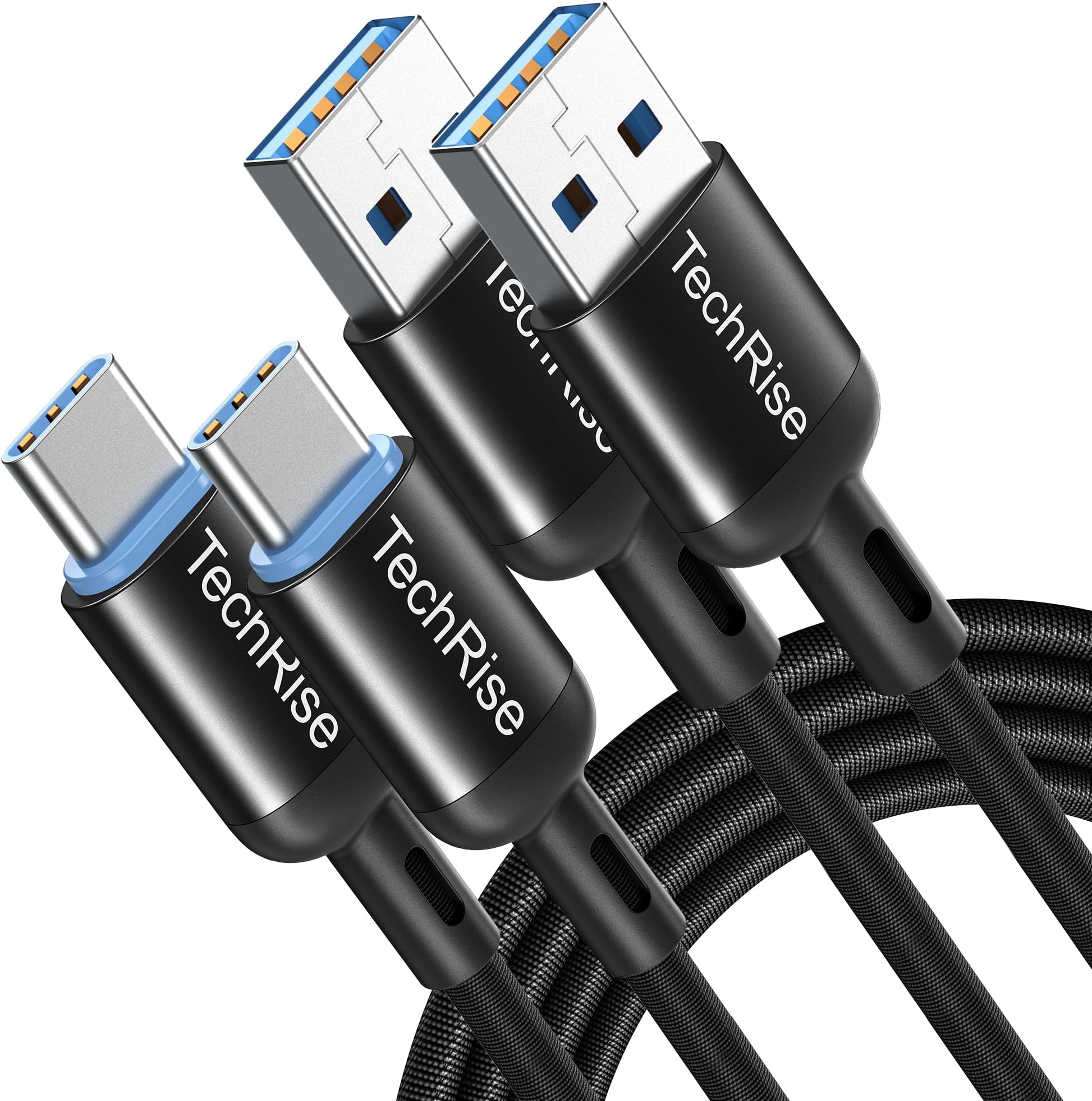 TechRise USB C Cable 2 Pack, USB Type C to USB A Charger Nylon Braided Fast Charge Cord for Samsung Galaxy S23 S22 S21 S20 S10, Google Pixel, Xperia, Android Mobile Phone (6.6 + 3.3ft)