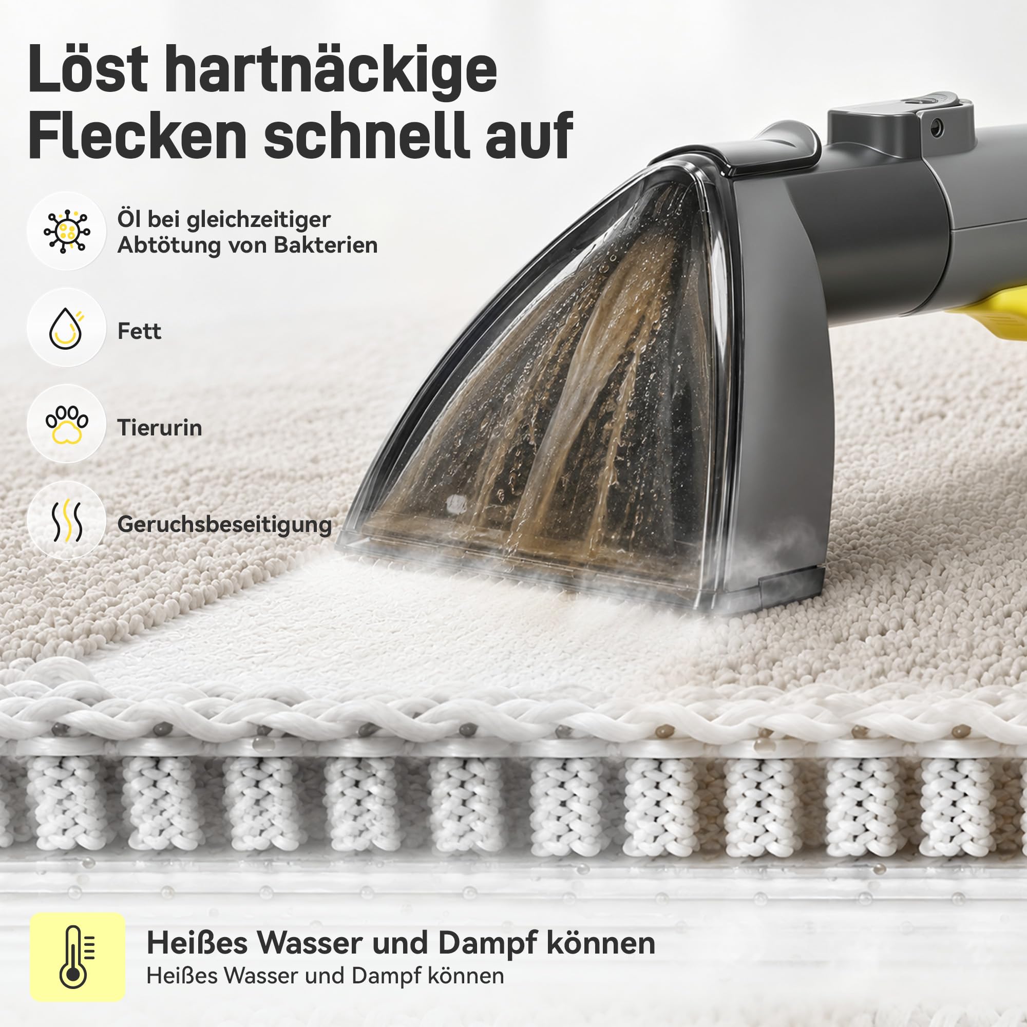 Polsterreiniger gerät 18KPA Waschsauger mit Dampffunktion & Heizung