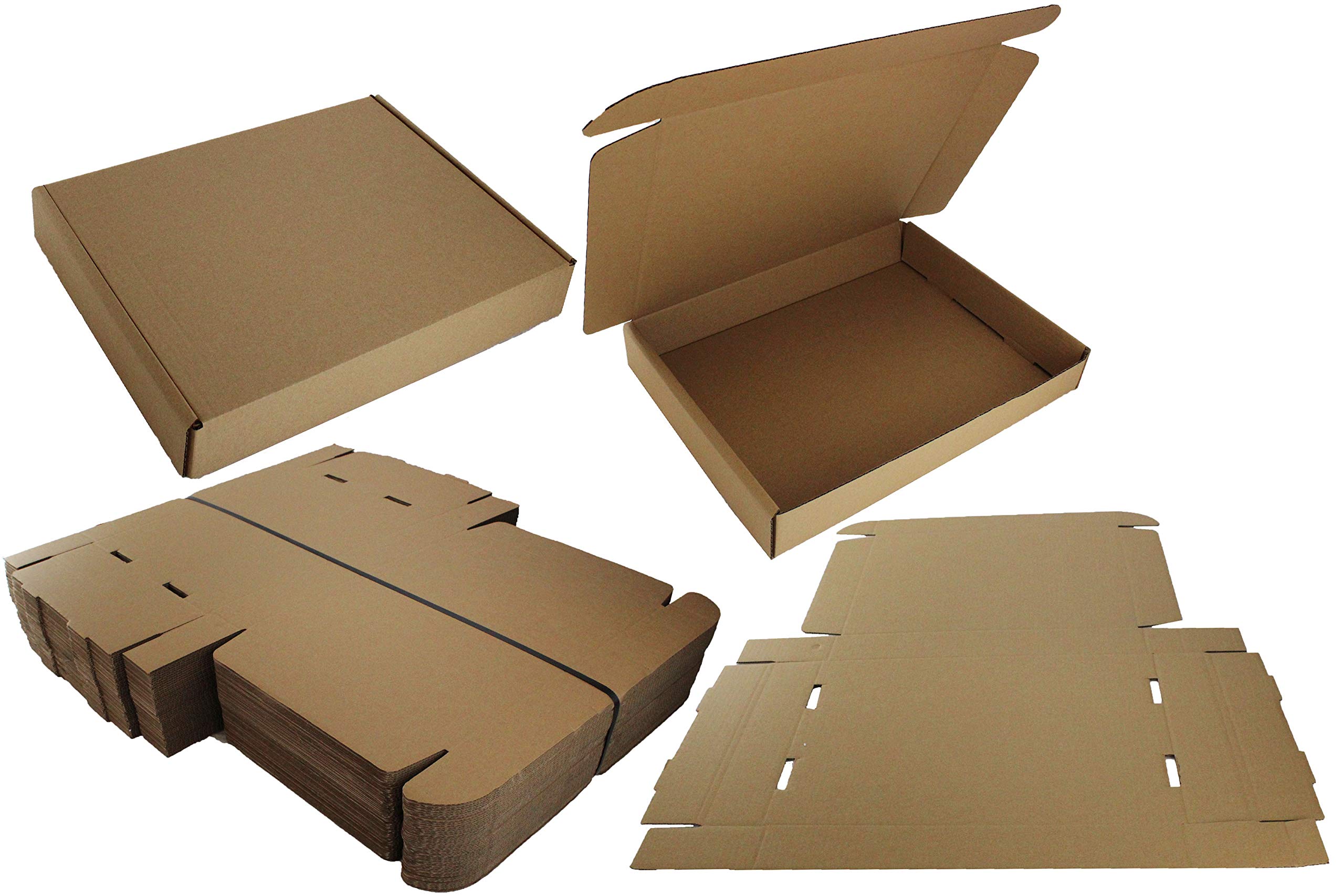 Meg4tec Brown Pack Of 200 Cardboard Shipping Boxes 42X31x6.5cm (16.5X12x2.5 Inches) Small Parcel Mailing Postal Boxes